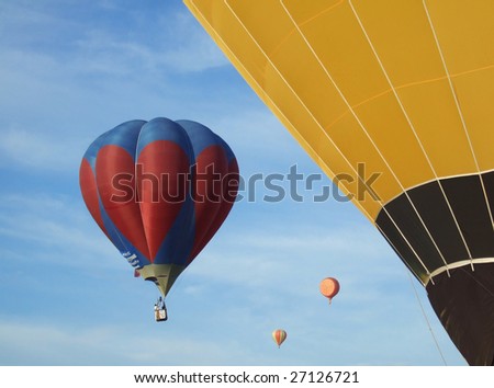 Hot air balloons on the blue sky participating in the Malaysia Hot Air Balloon Festival