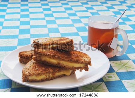 grilled cheese toasts and tea