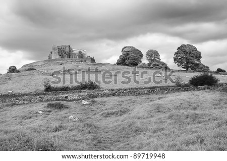 Black and white Image of the Rock of Cashel