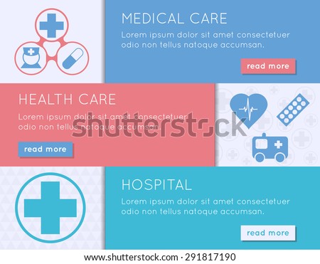 Medical banner set. Health, medical care and hospital concept.