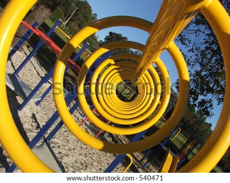 Playground equipment - yellow monkey bar rings