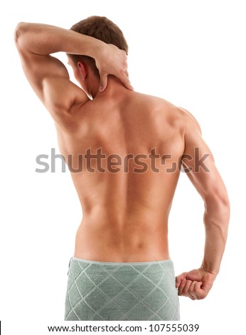 portrait of a young muscular man with a half-naked body portrait of a young muscular man with a half-naked body