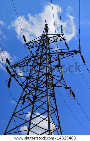 Electric tower connects sky and earth