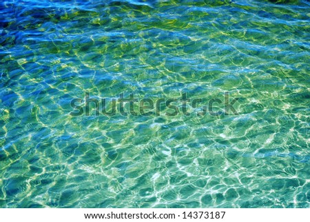 reflections of sunrays are in off-shore waves, shiny blue waves