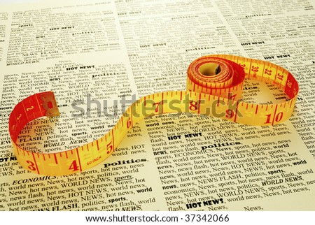 measuring of newspaper news, numbers and words background