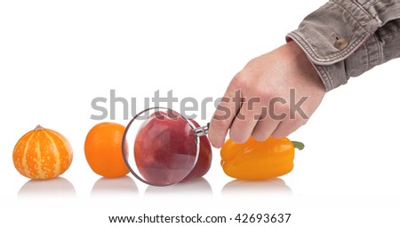 try to make right choice, hand and fruit