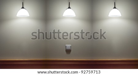 bulb lamps and electric switches on the wall one color
