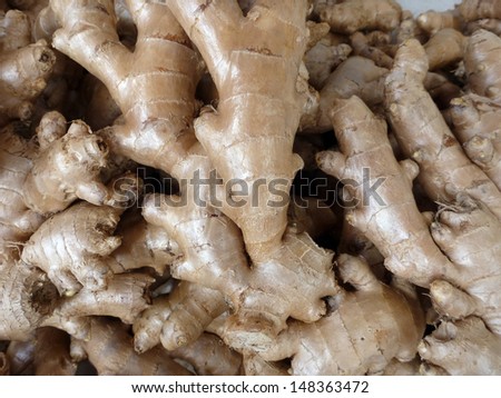 Heap of ginger root for sale at market great for pattern/ texture.