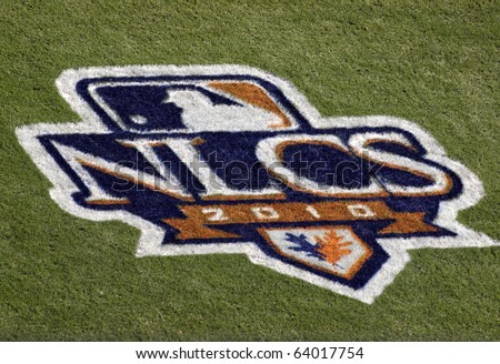 SAN FRANCISCO, CA - OCTOBER 19: Giants vs. Phillies: NLCS 2010 Logo painted on the grass field at game three of the NLCS 2010 October 19, 2010 AT&T Park San Francisco.