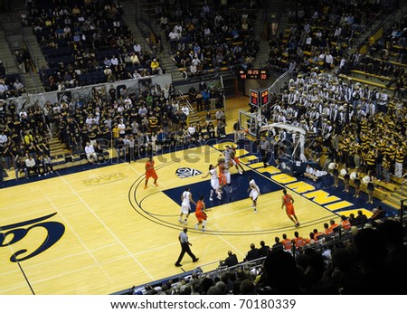BERKELEY, CA - JANUARY 27: Cal Vs. Oregon State - Oregon State Player Lathen Wallace goes up for lay-up shoot at the Haas Pavilion taken January 27, 2011 Berkeley California.