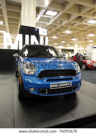 SAN FRANCISCO, CA - NOVEMBER 20: Front side of Blue Mini Cooper S on Display at the 53rd International Auto Show November 20 2010 San Francisco.