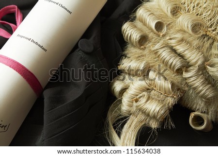 Legal Still Life Of Barrister\'s Wig, Gown And Brief