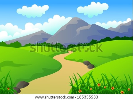 Beautiful Green Desert and mountain Landscape
