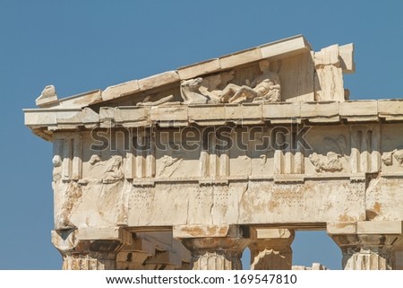 Detail of Parthenon on the Acropolis in Athens, Greece