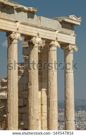 Detail of Parthenon on the Acropolis in Athens, Greece