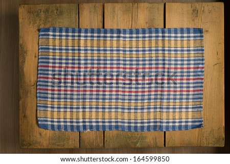 Cookbook background table/Wood texture pine. Picnic Table Background. Plaid cloth.