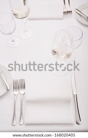 Fine dining restaurant/Fine dining restaurant. Dinner table place setting.