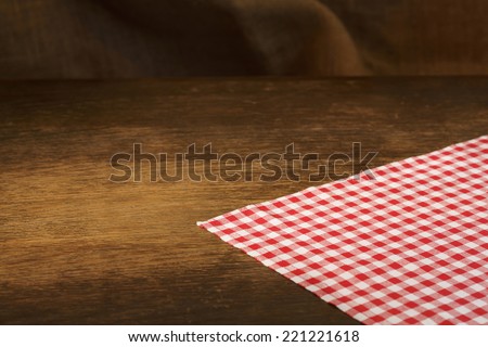 Cookbook background table/Cookbook background. Picnic table with plaid cloth.