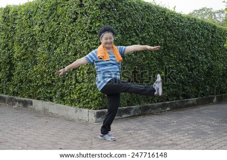 Elderly Asian Exercise in the park