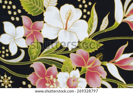 batik sarong fabric pattern of Thailand, traditional batik sarong in Asian