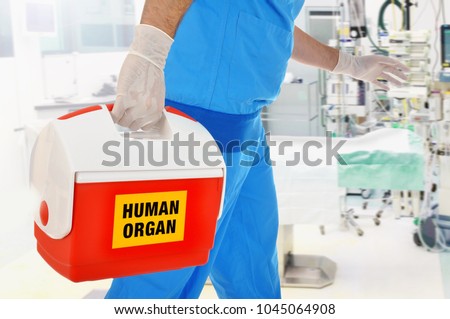 Doctor brings organ donation for organ transplantation in op of hospital