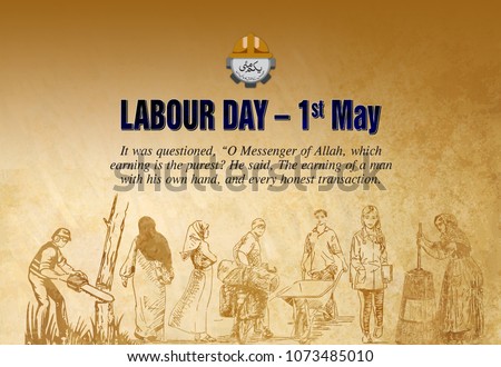 1st MAY, Happy Labour Day, Concept of worker, students & farmers
