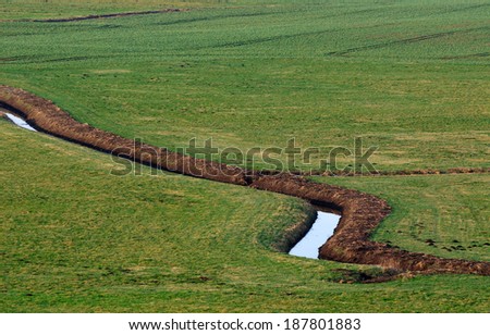 drainage ditch to save lowland fields from flooding