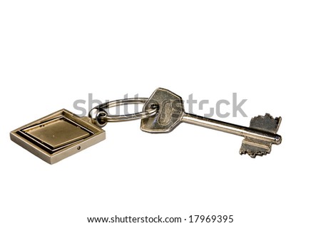 Key and key fob on the ring isolated on white