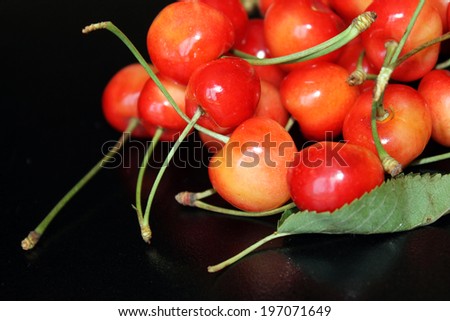Cherry. Yellow and red cherry. Cherry as background.