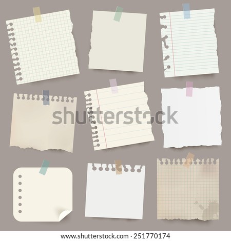 Collection of various vector note papers.