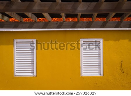 Classic Bonaire colours in buildings, Slagbaai, Washington National Park, Netherlands Antilles