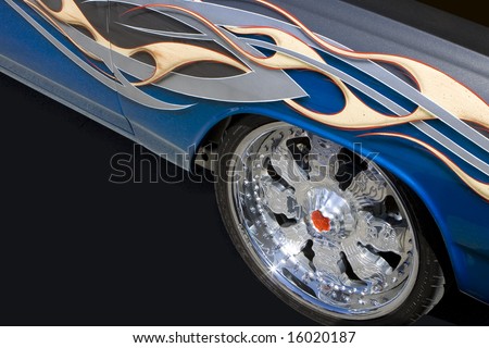 Wheel and Side of Car with custom graphics