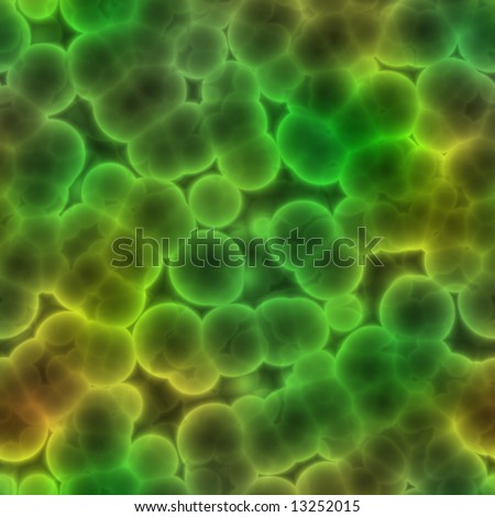 Biochemistry background with green and yellow cells in a murky chemical solution - seamless texture