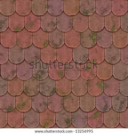 Old Mossy Section Of A Brick-Tile Roof - Seamless Texture Stock Photo 13256995 : Shutterstock