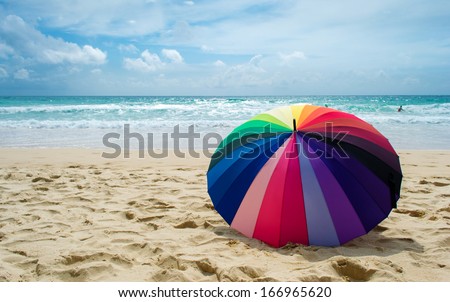 Colourful umbrella on the beach