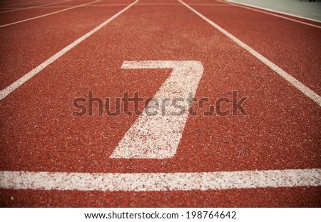 Athletics Track Lane Number seven 7