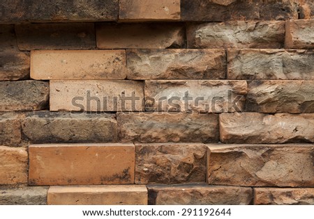Background of a brick wall in My Son, Quang Nam, Vietnam. My Son is known as the world cultural heritage, by UNESCO.