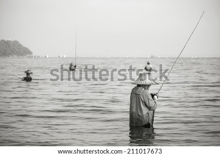 Fishing in the sea at Thailand