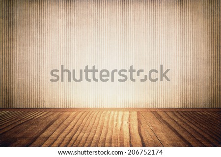 grunge background of old room from old  wall and retro wooden floor