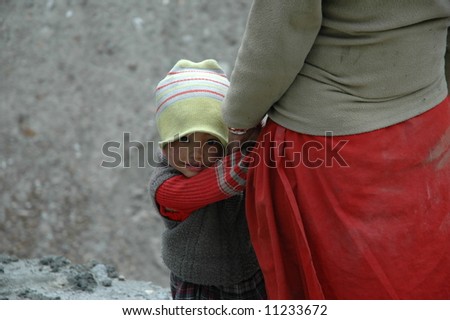 Young child and mother in Northern India