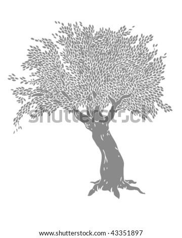 tree drawing with roots. Grey Tree Drawing - Vector