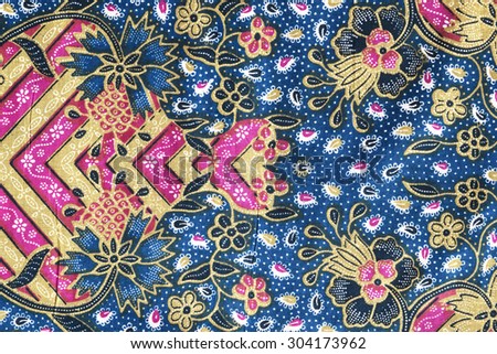texture of print fabric fish and flower for background