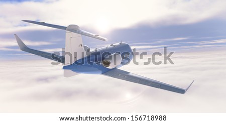 Business jet in clouds