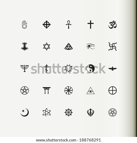 Set of vector icons. Religion, philosophy, spirituality, occultism.