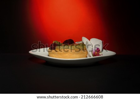 Fruit tart on black