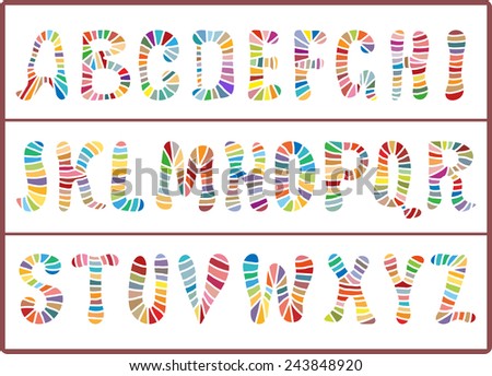 Vector hand drawn alphabet colorful capital letters isolated on light background Vector hand drawn alphabet colorful capital letters isolated on light background