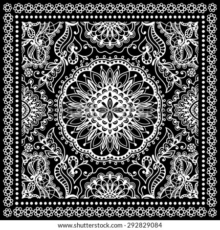 black bandana print silk neck scarf or kerchief square black bandana print silk neck scarf or kerchief square