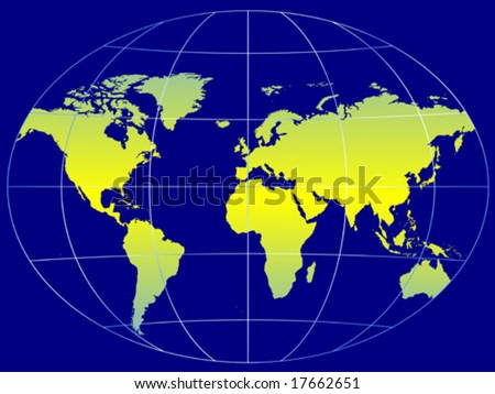 World Map Blue Background. stock vector : World map on lue background