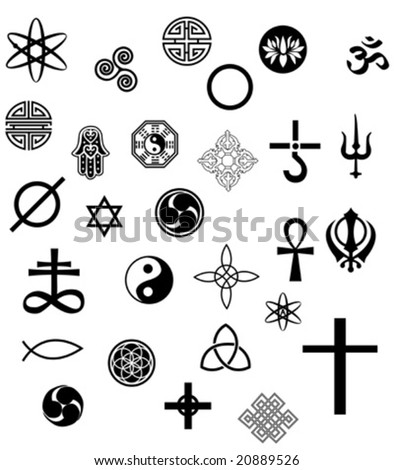 Many religious symbols from all over te world