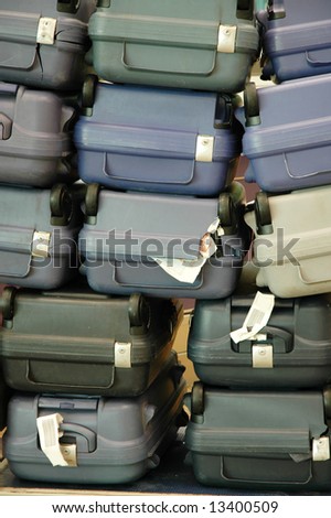 Luggages pile up at the airport due to delay